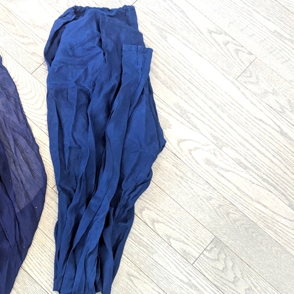 Blue Linen Indian Long Sleeve Kurta With Red Floral Embroidery- Sm New - Picture 5 of 5